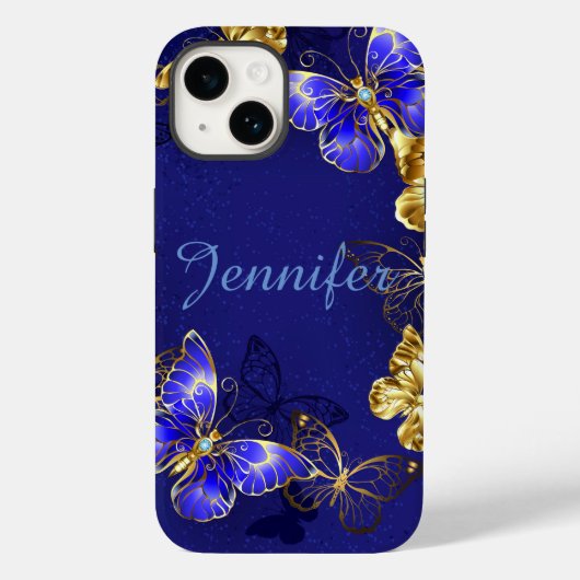 Individuelle Name Blue Butterfly iPhone/IPad Case (Rückseite)