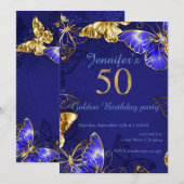 Individuelle Name Blue Butterfly Party Einladung (Vorne/Hinten)