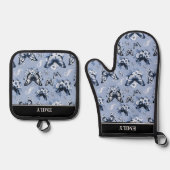 Individuelle Name Blue Butterfly Pattern Ofenhandschuh & Topflappen-Set (Vorderseite)