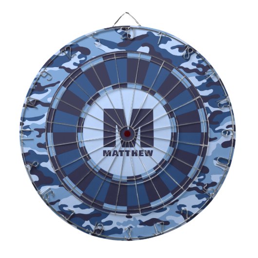 Individuelle Name Blue Camouflage Dartboard Dartscheibe (vorne)