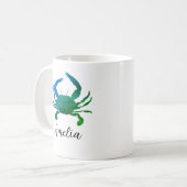 Individuelle Name Blue Crab Malerei Kaffeetasse (Vorderseite Links)