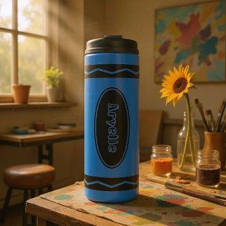 Individuelle Name Blue Crayon Travel Mug Thermal T Thermosbecher