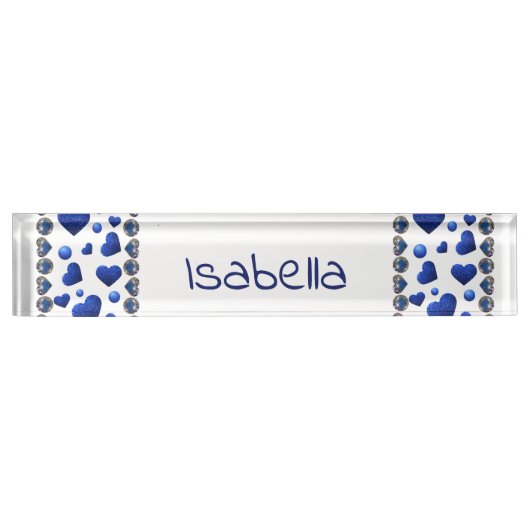 Individuelle Name, Blue Glitzer Namensplakette (Vorderseite)