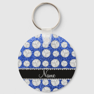 Individuelle Name Blue Glitzer Volleyballs Schlüsselanhänger