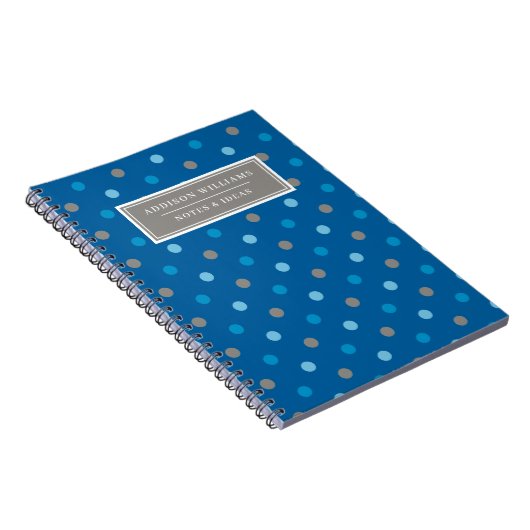 Individuelle Name Blue Gray Polka Dot Pattern Note Notizblock (Rechte Seite)