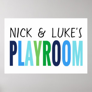 Individuelle Name Blue Green Playroom Poster