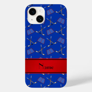 Individuelle Name Blue Hockey Sticks Rot Streifen Case-Mate iPhone 14 Hülle