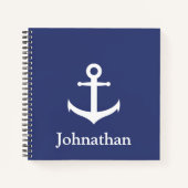 individuelle Name Blue Nautical Spiral Notebook Notizblock (Vorderseite)