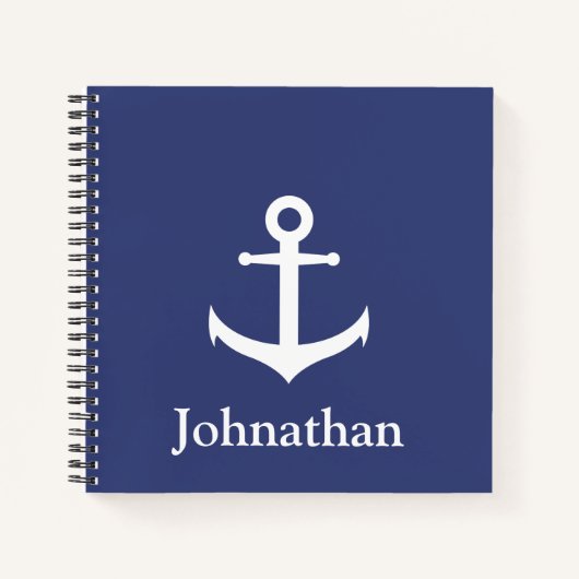 individuelle Name Blue Nautical Spiral Notebook Notizblock (Vorderseite)