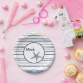 Individuelle Name Blue Nautical Starfish Plate Pappteller (Party)