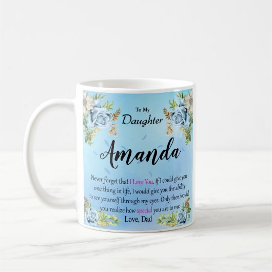 Individuelle Name Blue Rose Message für Tochter Kaffeetasse (Links)