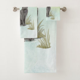 Individuelle Name Blue Russian Cat Pet Badhandtuch Set