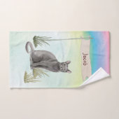 Individuelle Name Blue Russian Cat Pet Badhandtuch Set (Handtuch)