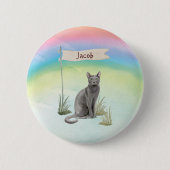 Individuelle Name Blue Russian Cat Pet Button (Vorderseite)