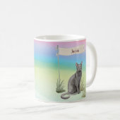 Individuelle Name Blue Russian Cat Pet Kaffeetasse (VorderseiteRechts)