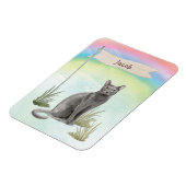 Individuelle Name Blue Russian Cat Pet Magnet (Linke Seite)