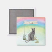 Individuelle Name Blue Russian Cat Pet Magnet (Vorderseite/Rückseite)