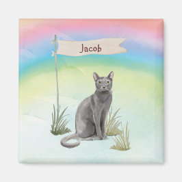Individuelle Name Blue Russian Cat Pet Magnet