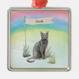 Individuelle Name Blue Russian Cat Pet Ornament Aus Metall
