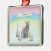 Individuelle Name Blue Russian Cat Pet Ornament Aus Metall (Links)