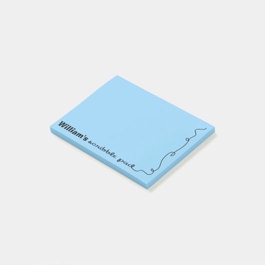 Individuelle Name Blue Scribble Post-it Klebezettel (angewinkelt)