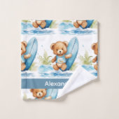 Individuelle Name Blue Teddy Bear Boy's Bath Handt Badhandtuch Set (Waschlappen)