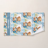 Individuelle Name Blue Teddy Bear Boy's Bath Handt Badhandtuch Set (Handtuch)