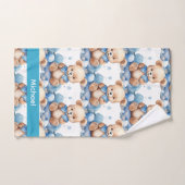 Individuelle Name Blue Teddy Bear Boy's Bath Handt Badhandtuch Set (Handtuch)