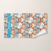 Individuelle Name Blue Teddy Bear Boy's Bath Handt Badhandtuch Set (Handtuch)