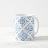 Individuelle Name Blue Tile Italienischer Blumenst Kaffeetasse (VorderseiteRechts)