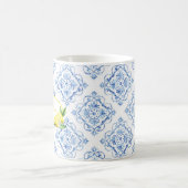 Individuelle Name Blue Tile Italienischer Blumenst Kaffeetasse (Mittel)