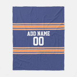 Individuelle Name Blue und Orange Jersey Stripes Fleecedecke