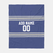 Individuelle Name Blue und Silver Jersey Stripes Fleecedecke (Vorderseite)