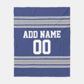 Individuelle Name Blue und Silver Jersey Stripes Fleecedecke (Vorderseite)
