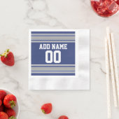 Individuelle Name Blue und Silver Jersey Stripes Serviette (Beispiel)