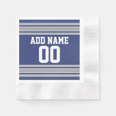 Individuelle Name Blue und Silver Jersey Stripes Serviette (Vorderseite)