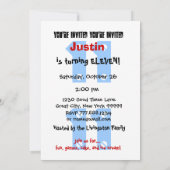 Individuelle Name Blue W701 des modernen Kindes zu Einladung (Rückseite)