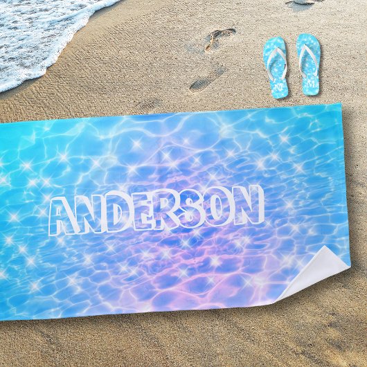 Individuelle Name Blue Water Ripple Water Textur M Strandtuch