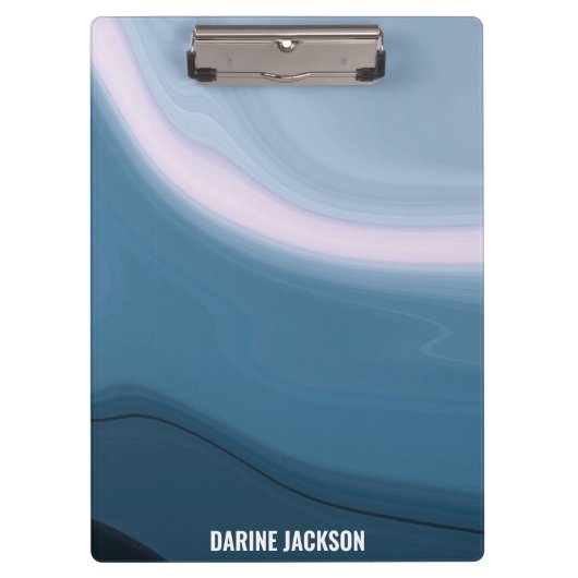 Individuelle Name Blue Watercolor Ocean Klemmbrett (Vorderseite)