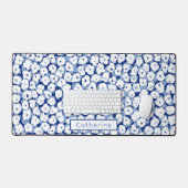 Individuelle Name Blue White Floral Niedlich Zuhau Schreibtischunterlage (Tastatur & Maus)
