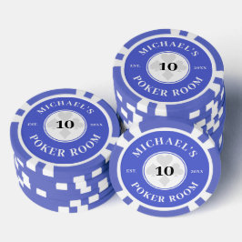 Individuelle Name Blue & White Las Vegas Denominat Pokerchips