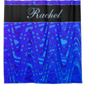 Individuelle Name Blue Wirbel Abstraktes Muster Kü Duschvorhang (Vorderseite)