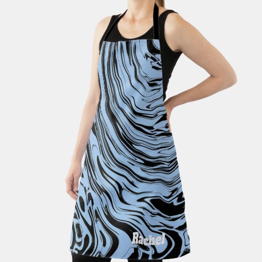 Individuelle Name Blue Wirbel Black Patterns Gesch Schürze (InSitu)