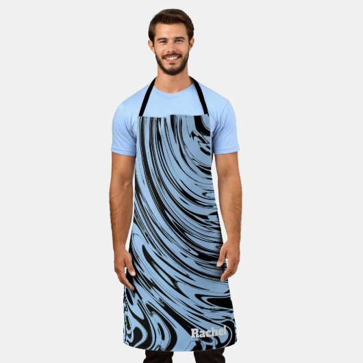 Individuelle Name Blue Wirbel Black Patterns Gesch Schürze (Getragen)