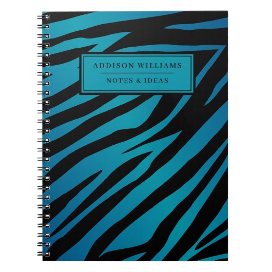 Individuelle Name Blue Zebra Stripes Journal Notizblock (Vorderseite)