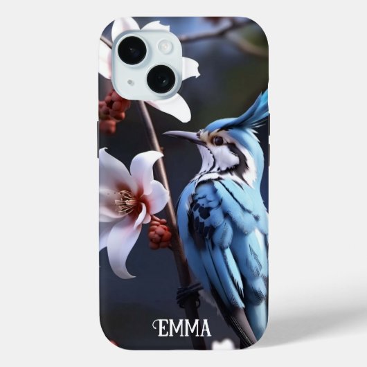 Individuelle Name Bluejay und Blume Case-Mate iPhone Hülle (Rückseite)