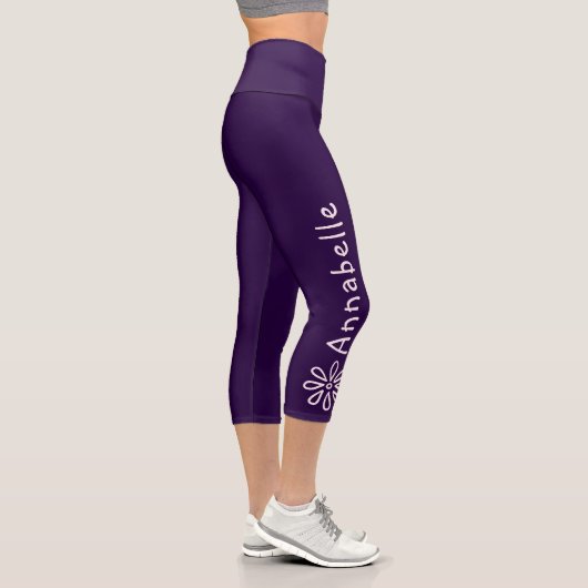 Individuelle Name - Blume blush Doodle - Festes Vi Capri Leggings (Rechts)