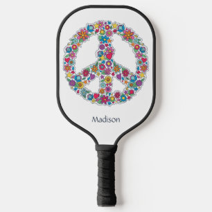 Individuelle Name Blume Friedenszeichen Pickleball Schläger
