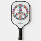 Individuelle Name Blume Friedenszeichen Pickleball Schläger (Rückseite)