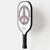 Individuelle Name Blume Friedenszeichen Pickleball Schläger (Links)